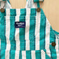 OshKosh Teal Green Stripe Shortalls - Yellow Clover Vintage Kids Clothes