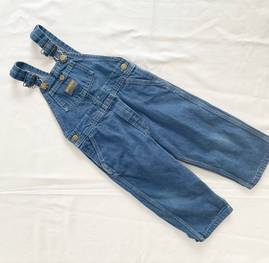 OshKosh Classic Cut Denim Overalls - Yellow Clover Vintage Kids Clothes