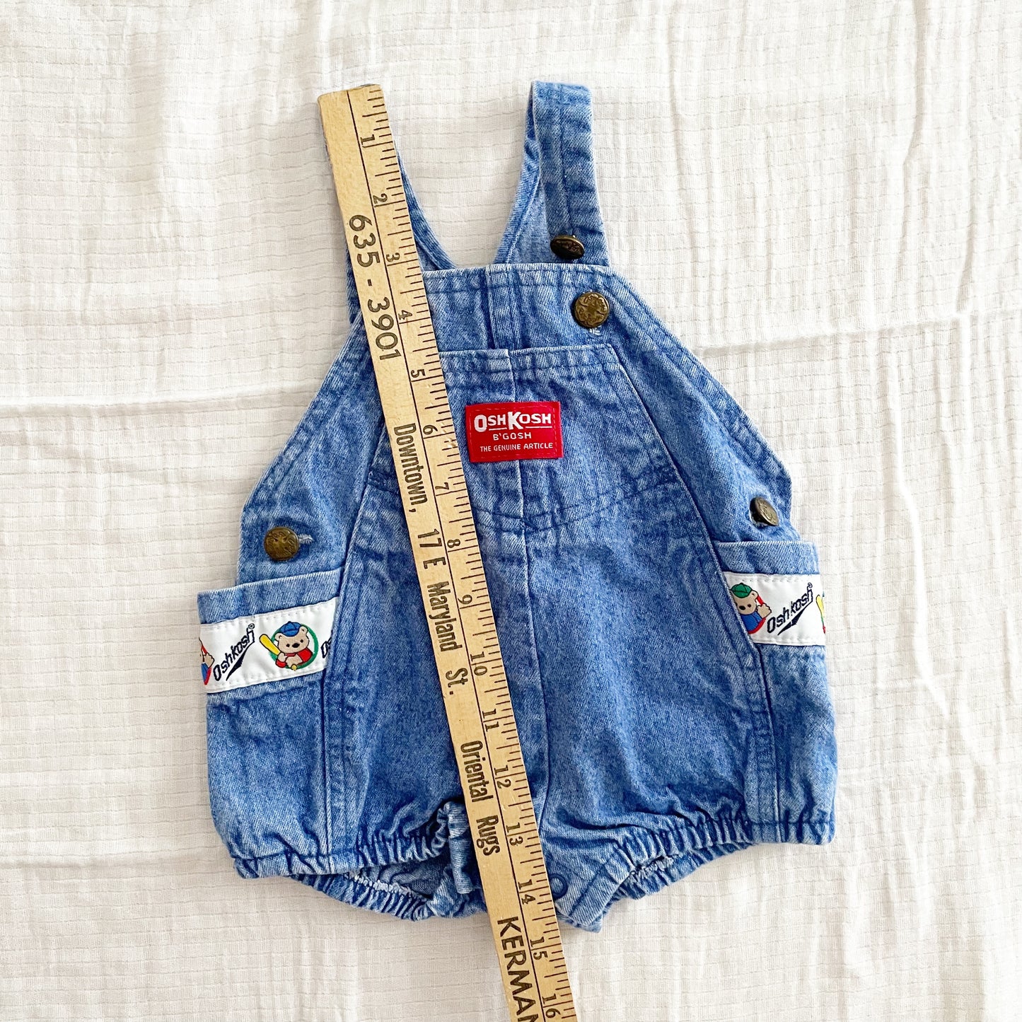 OshKosh Blue Wash Baseball Bears Bubble Romper