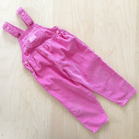 OshKosh Pink Cord Bow Back Overalls - Yellow Clover Vintage Kids Clothes
