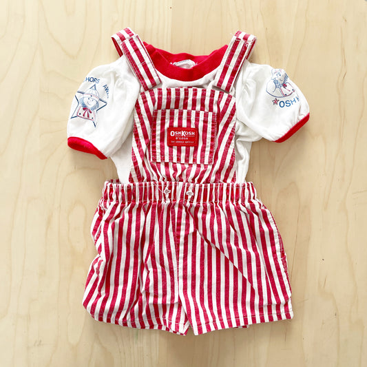 OshKosh Red Stripe Shortalls Set