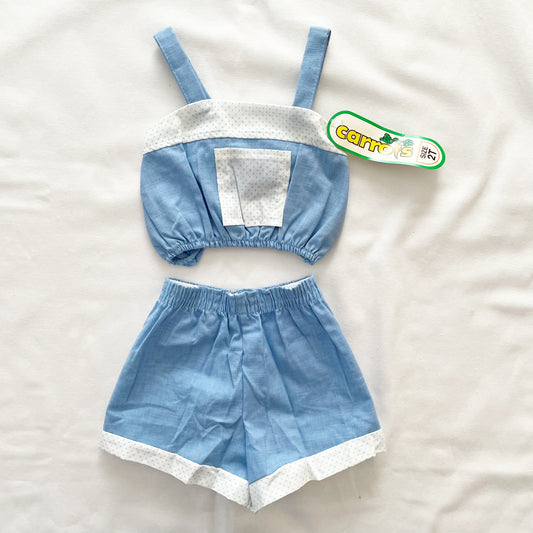 Cropped Blue Tank Set • 2T - Yellow Clover Vintage Kids Clothes
