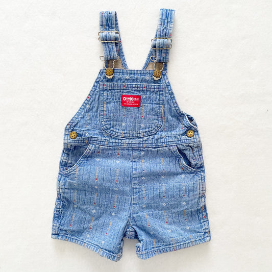 OshKosh Baseball Woven Shortalls - Yellow Clover Vintage Kids Clothes