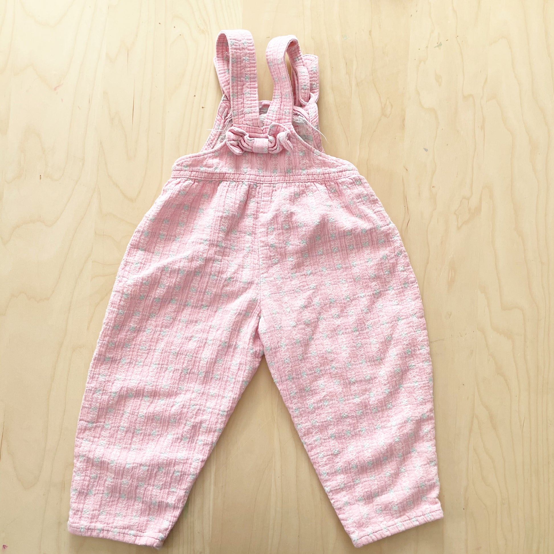 OshKosh Woven Bow Back Overalls - Yellow Clover Vintage Kids Clothes