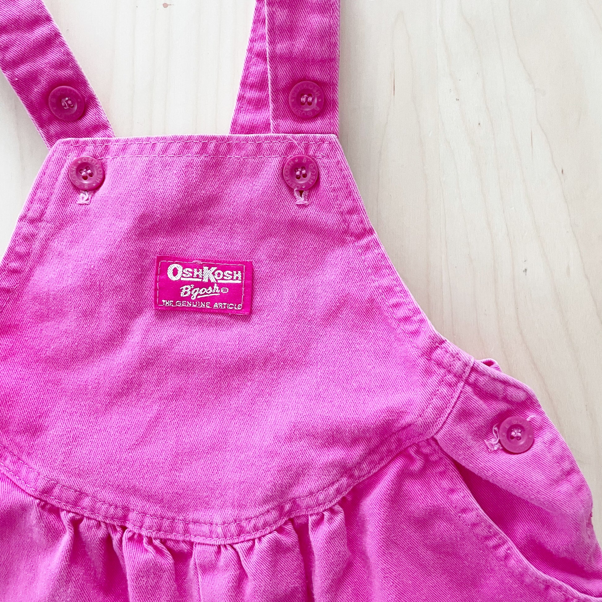 Vintage OhsKosh Pink Scoop Shortalls - Yellow Clover Vintage Kids Clothes