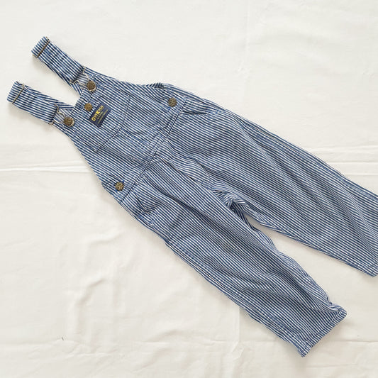 OshKosh Blue Hickory Stripe Overalls - Yellow Clover Vintage Kids Clothes