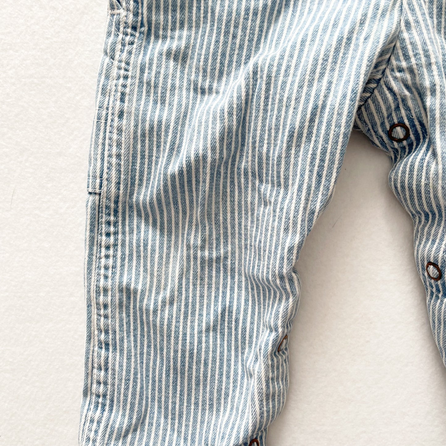 Baby B’gosh Lighter Denim Hickory Stripe Overalls - Yellow Clover Vintage Kids Clothes