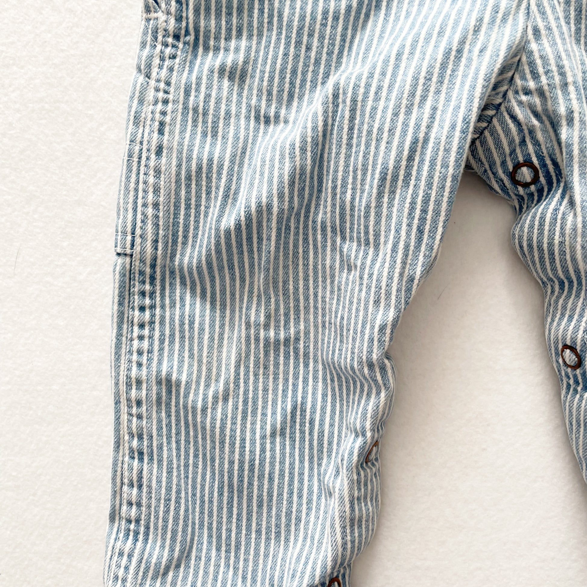 Baby B’gosh Lighter Denim Hickory Stripe Overalls - Yellow Clover Vintage Kids Clothes