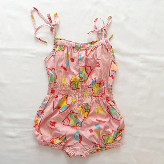 Carrots Brand Funky Fish Print Sunsuit • 6y (?) - Yellow Clover Vintage Kids Clothes