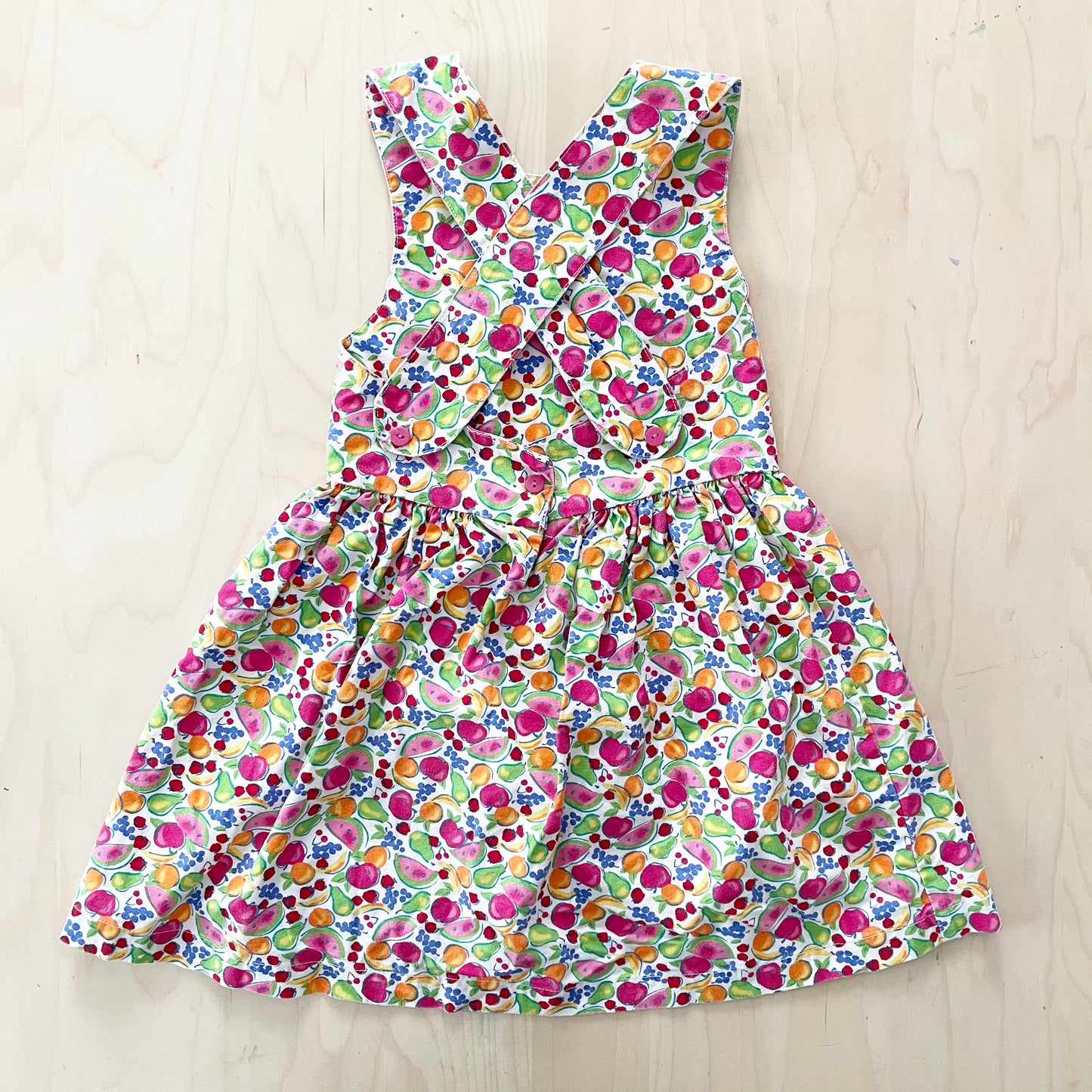 OshKosh Fruit Print Crossback Dress - Yellow Clover Vintage Kids Clothes
