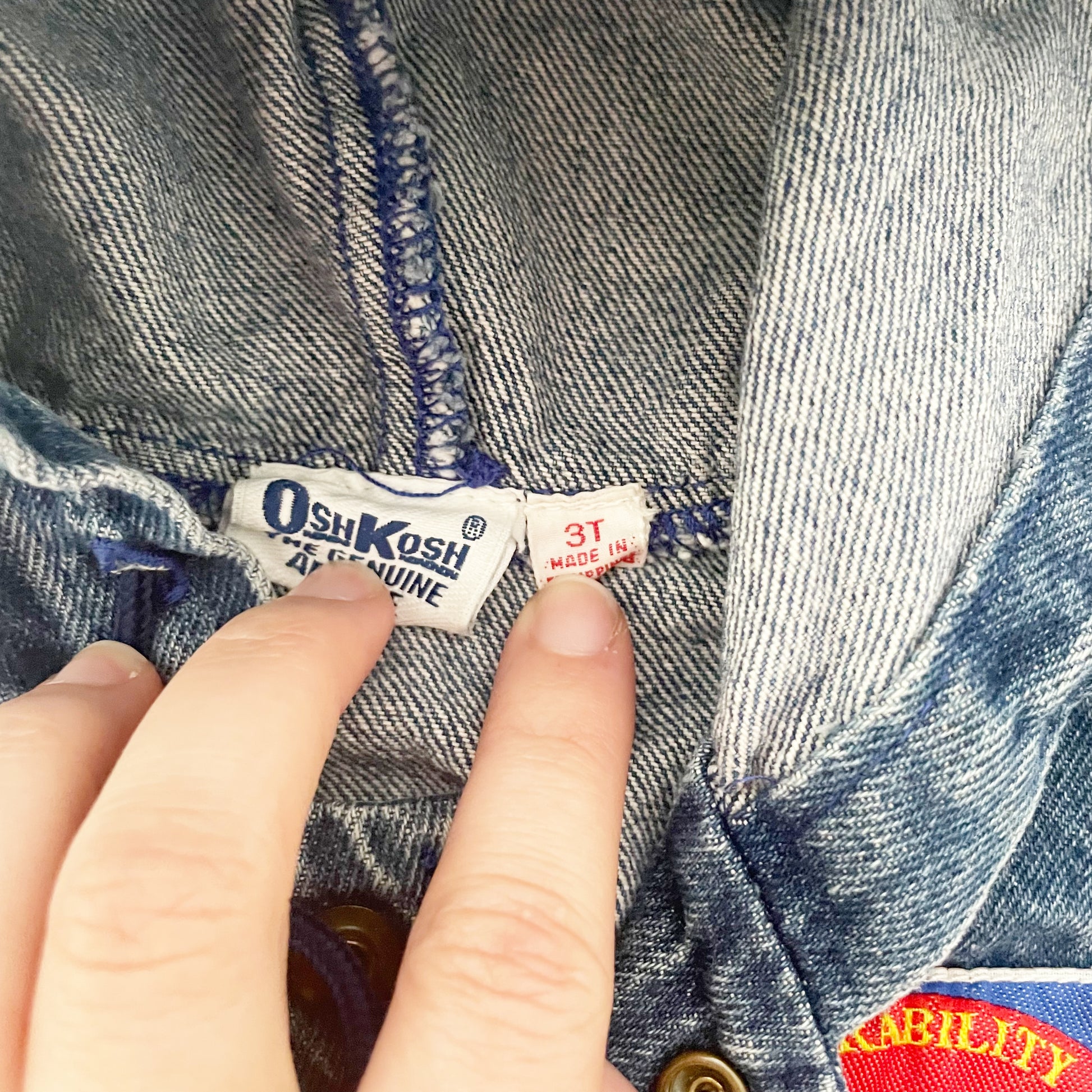 OshKosh Denim Patch Hooded Jacket - Yellow Clover Vintage Kids Clothes