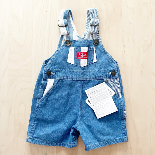 Baby B’gosh Light Wash Stripe Accent Shortalls - Yellow Clover Vintage Kids Clothes