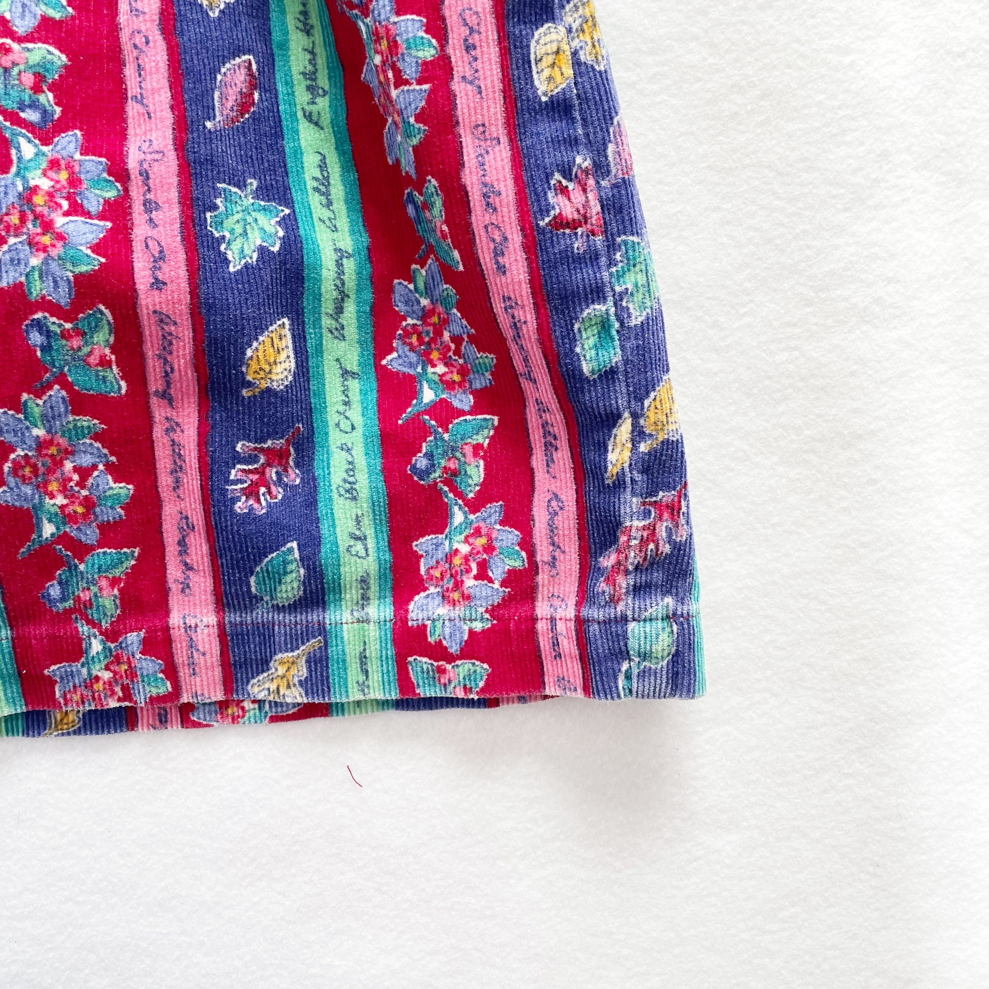 OshKosh Cord Leaves + Flowers Dress - Yellow Clover Vintage Kids Clothes