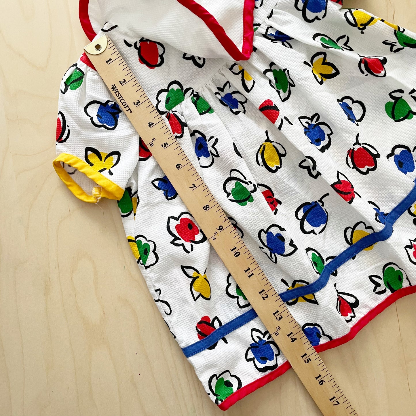 Rare Editions Primary Colors Flower Print Dress - Yellow Clover Vintage Kids Clothes