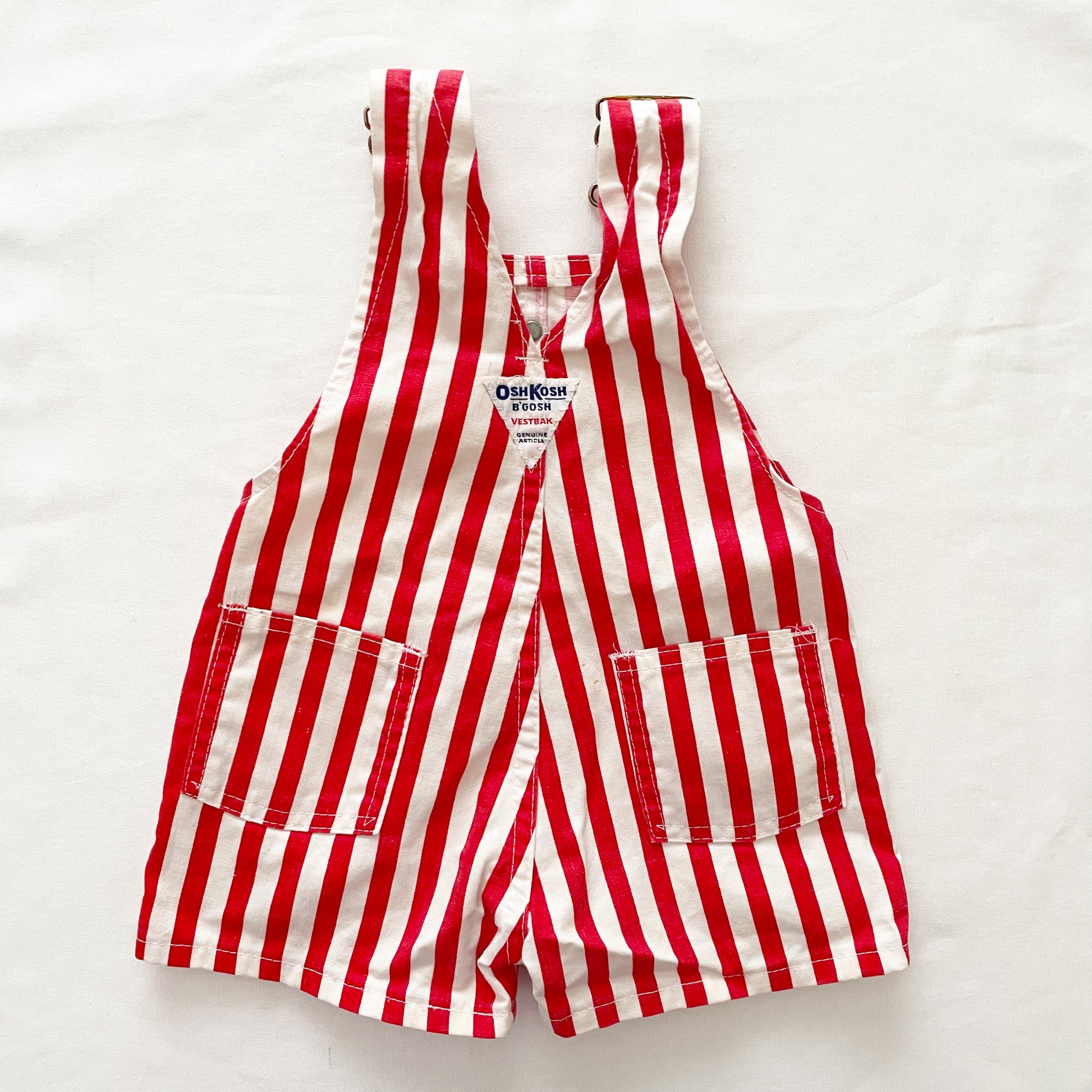 OshKosh Red Stripe Shortalls - Yellow Clover Vintage Kids Clothes