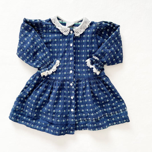 OshKosh Doily Collar Floral Woven Dress - Yellow Clover Vintage Kids Clothes