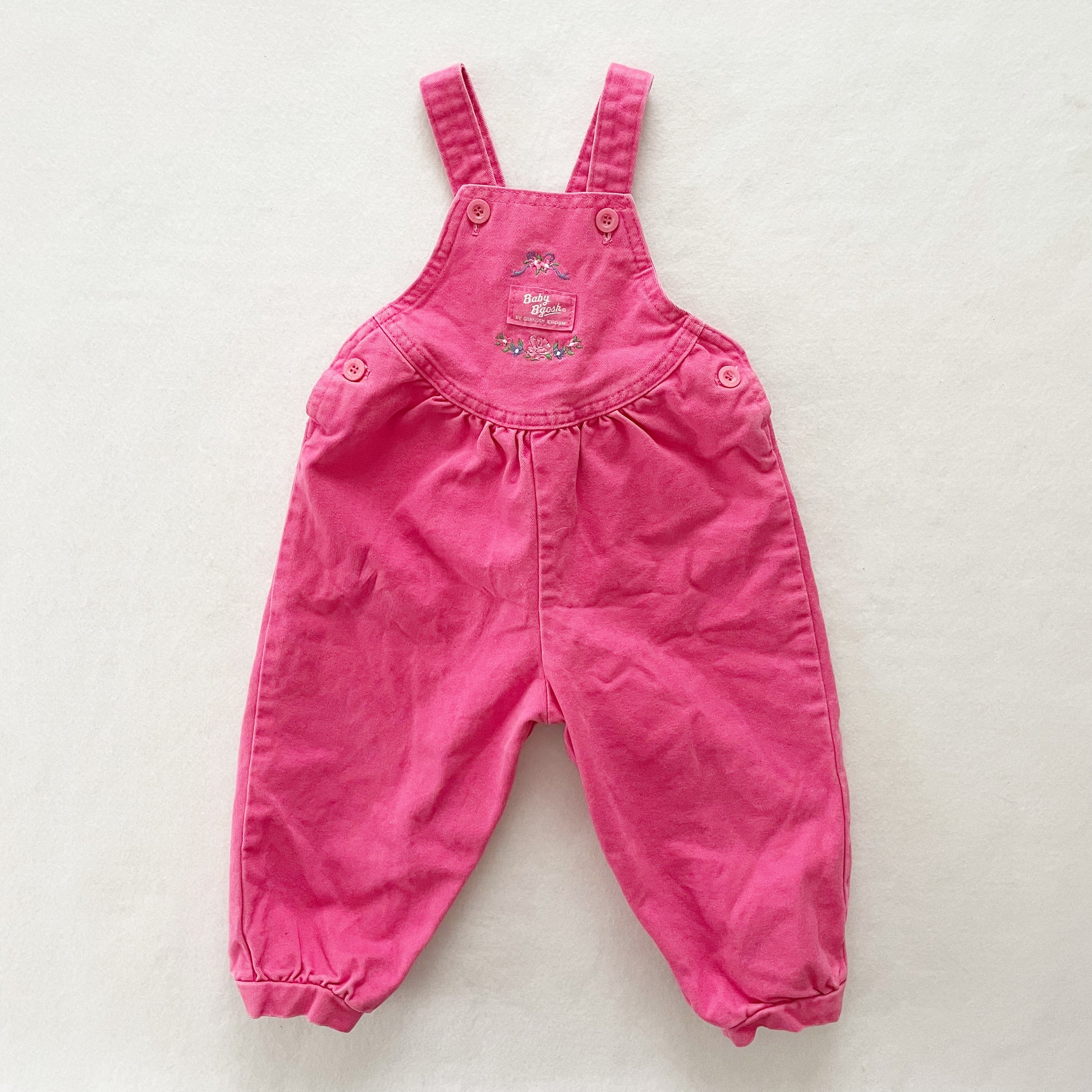 Vintage OshKosh Baby B’gosh Pink Embroidered Bubble Overalls