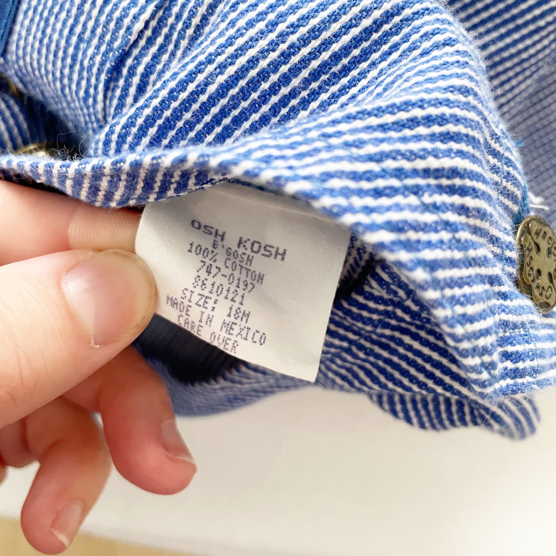 Baby B’gosh Blue Pinstripe Shortalls - Yellow Clover Vintage Kids Clothes