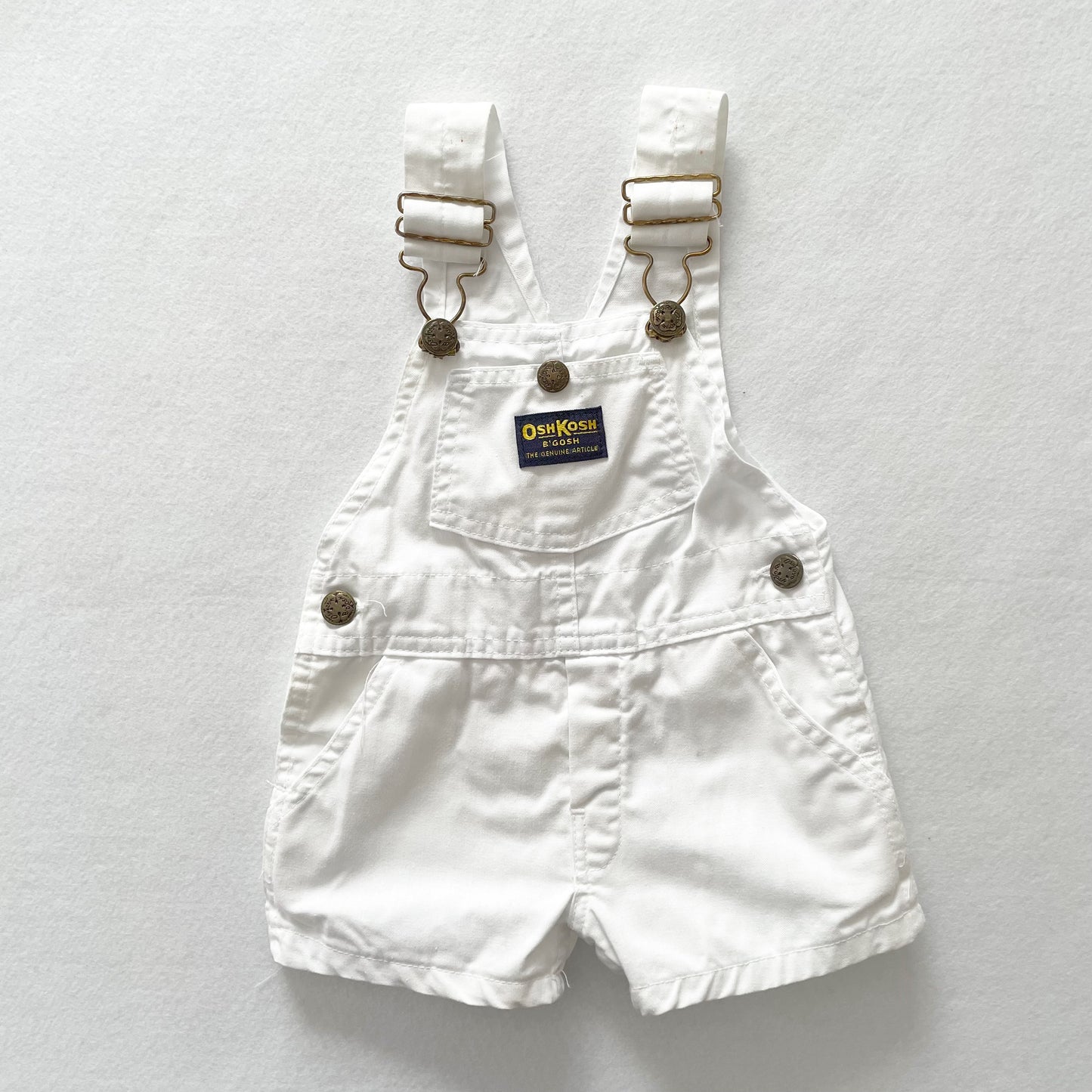 OshKosh Solid White Shortalls - Yellow Clover Vintage Kids Clothes