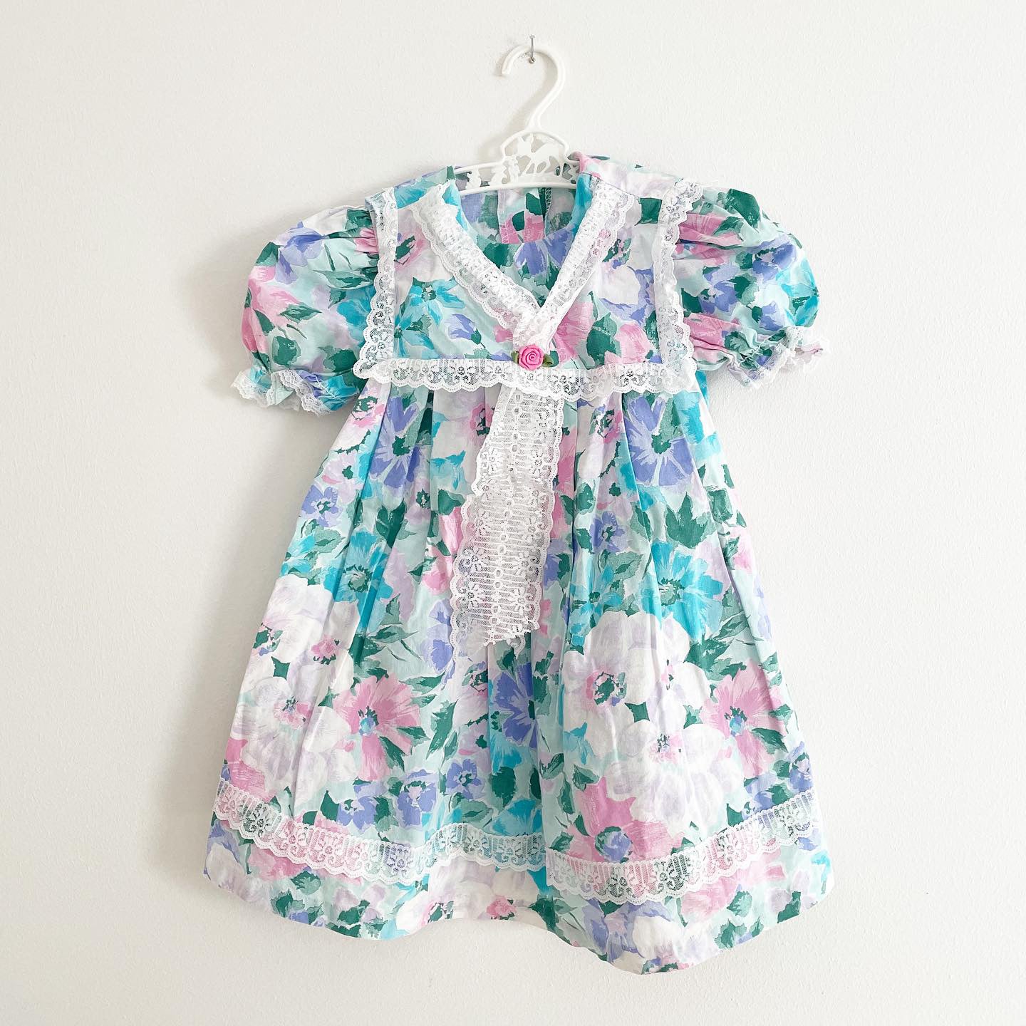 Vintage Floral Sailor Collar Girls Dress