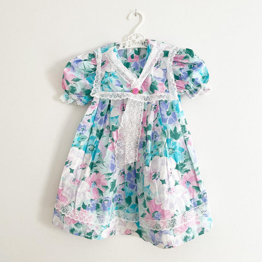 Floral Sailor Collar Dress - Yellow Clover Vintage Kids Clothes