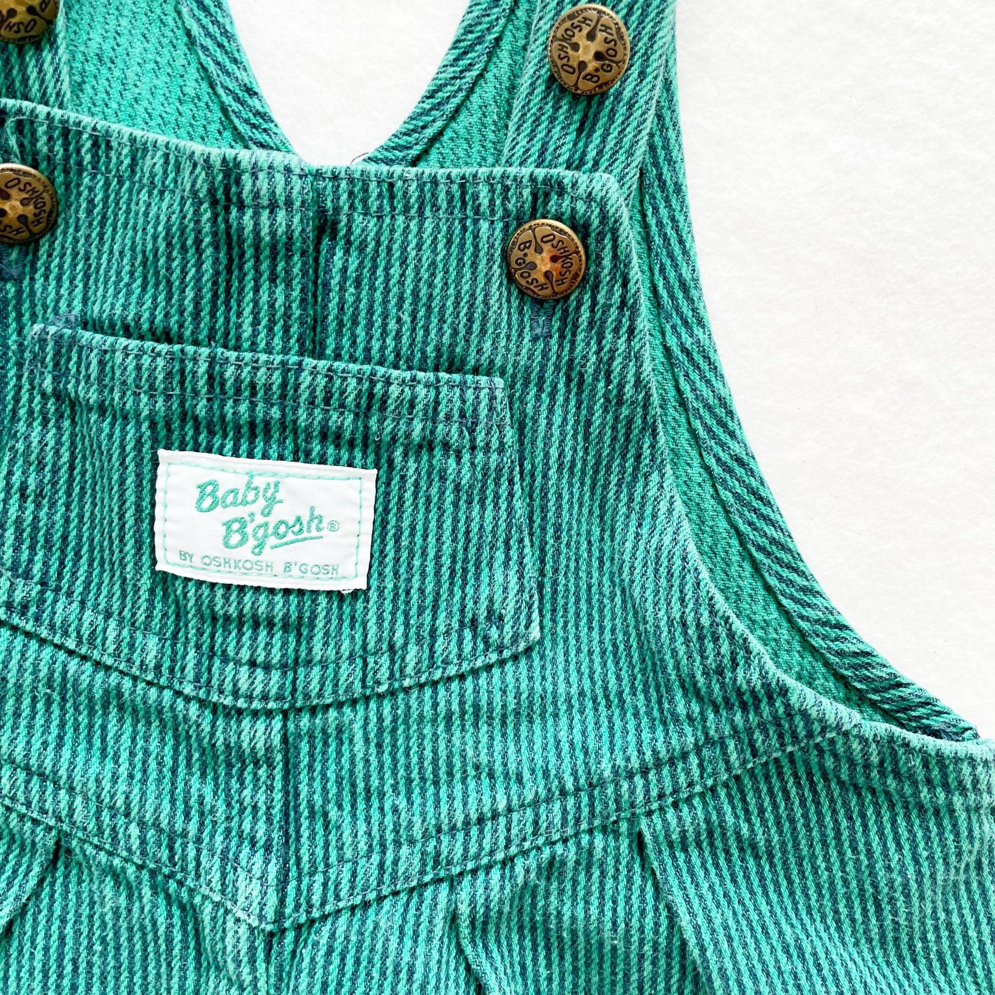 Baby B’gosh Green Stripe Bubble Overalls - Yellow Clover Vintage Kids Clothes