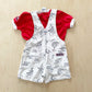 OshKosh Sailboat Print Shortalls Set - Yellow Clover Vintage Kids Clothes