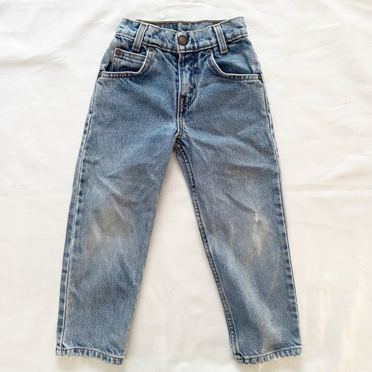 Levi’s 550 Medium-Light Wash Orange Tab Jeans - Yellow Clover Vintage Kids Clothes