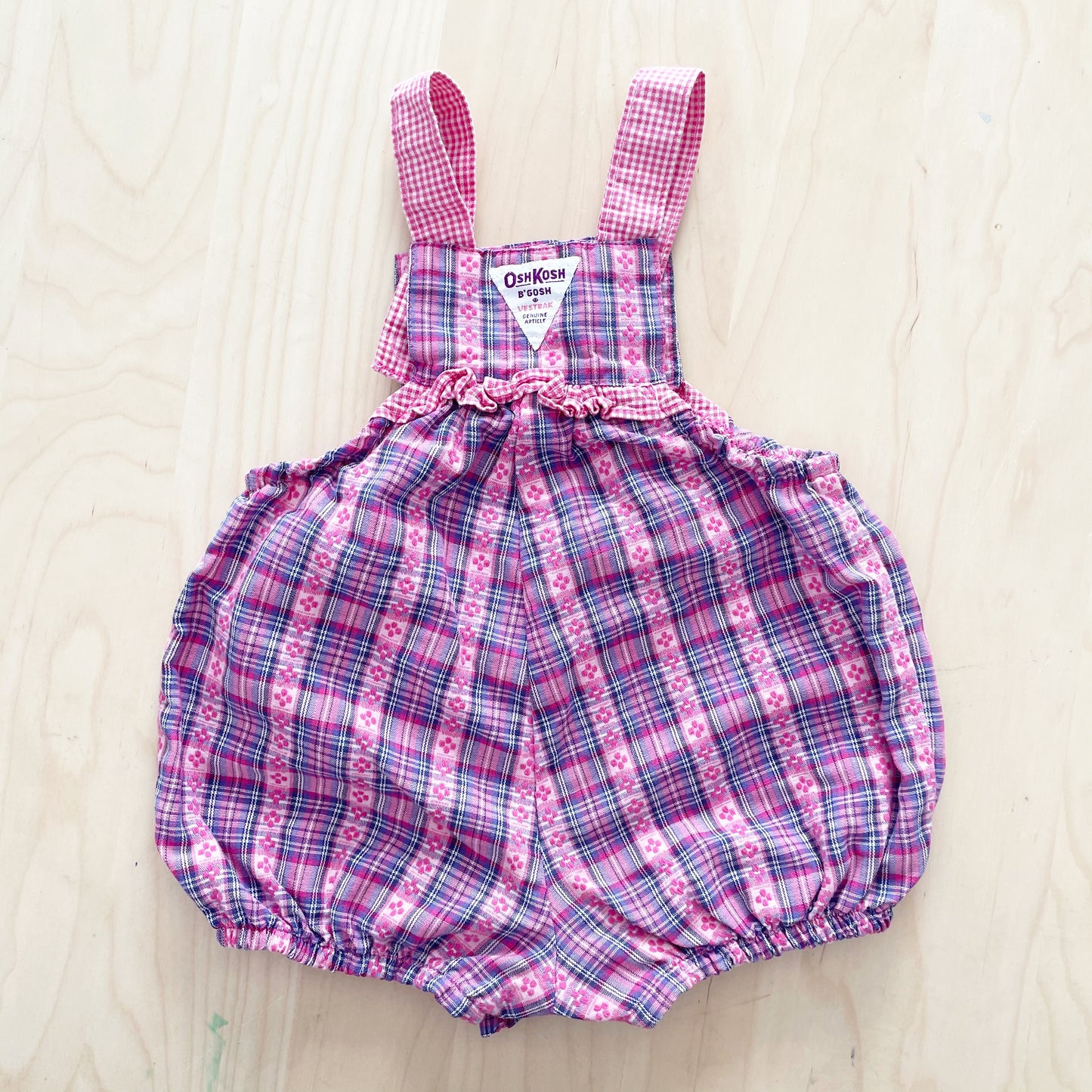 Vintage OshKosh Plaid Woven Bubble Romper