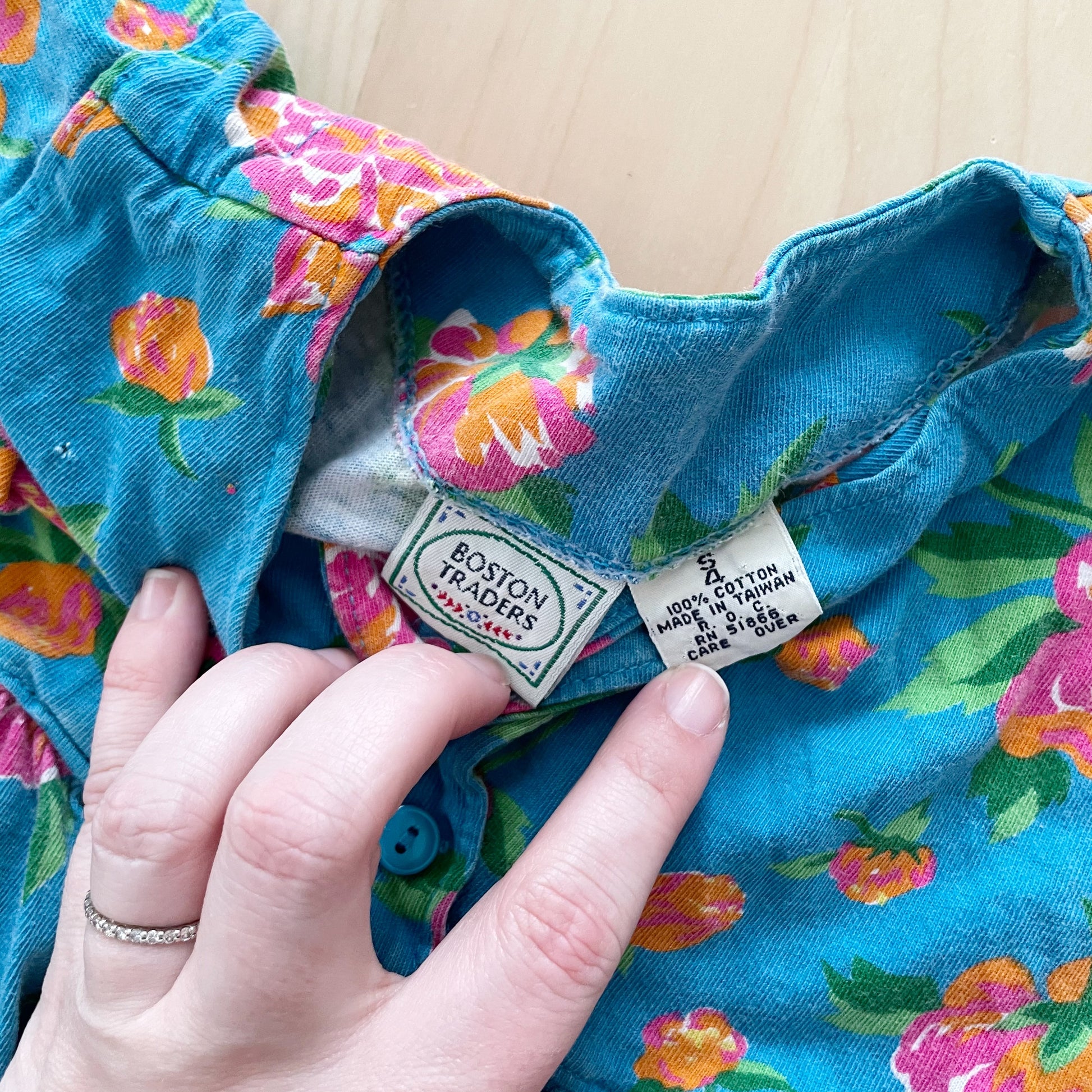 Vintage Bold Floral Jersey Dress - Yellow Clover Vintage Kids Clothes