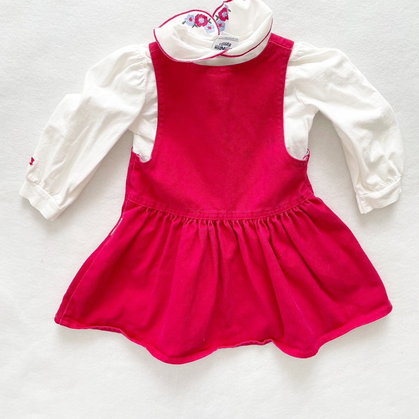 OshKosh Flower Embroidered Dress Set - Yellow Clover Vintage Kids Clothes