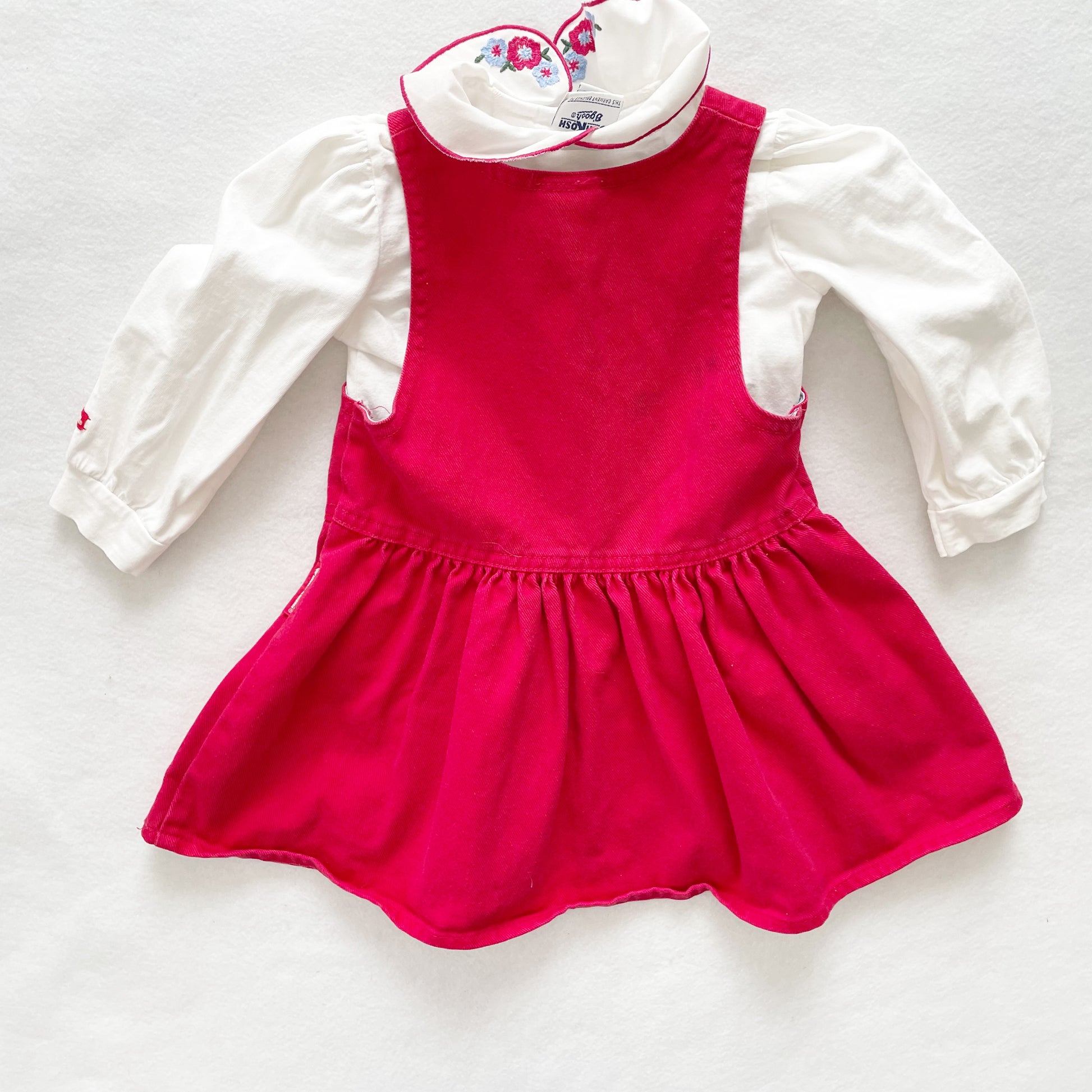 OshKosh Flower Embroidered Dress Set - Yellow Clover Vintage Kids Clothes