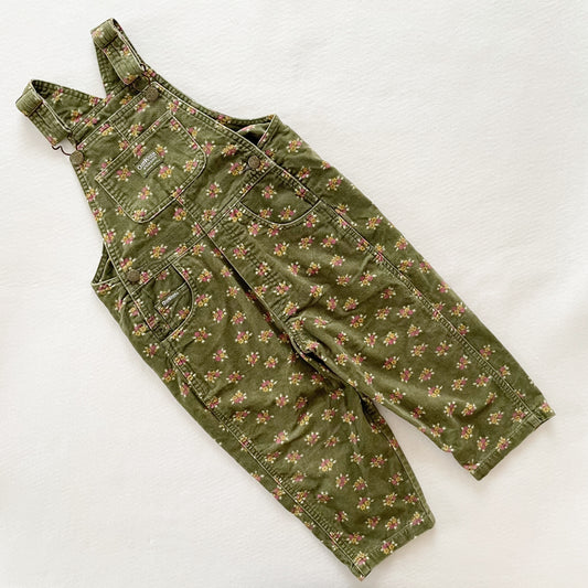 OshKosh Velvet Floral Overalls - Yellow Clover Vintage Kids Clothes