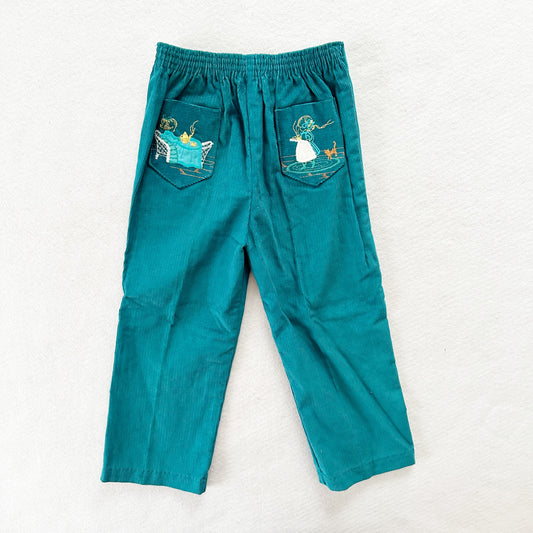 Teenie Genie Tea Girl Cord Pants - Yellow Clover Vintage Kids Clothes