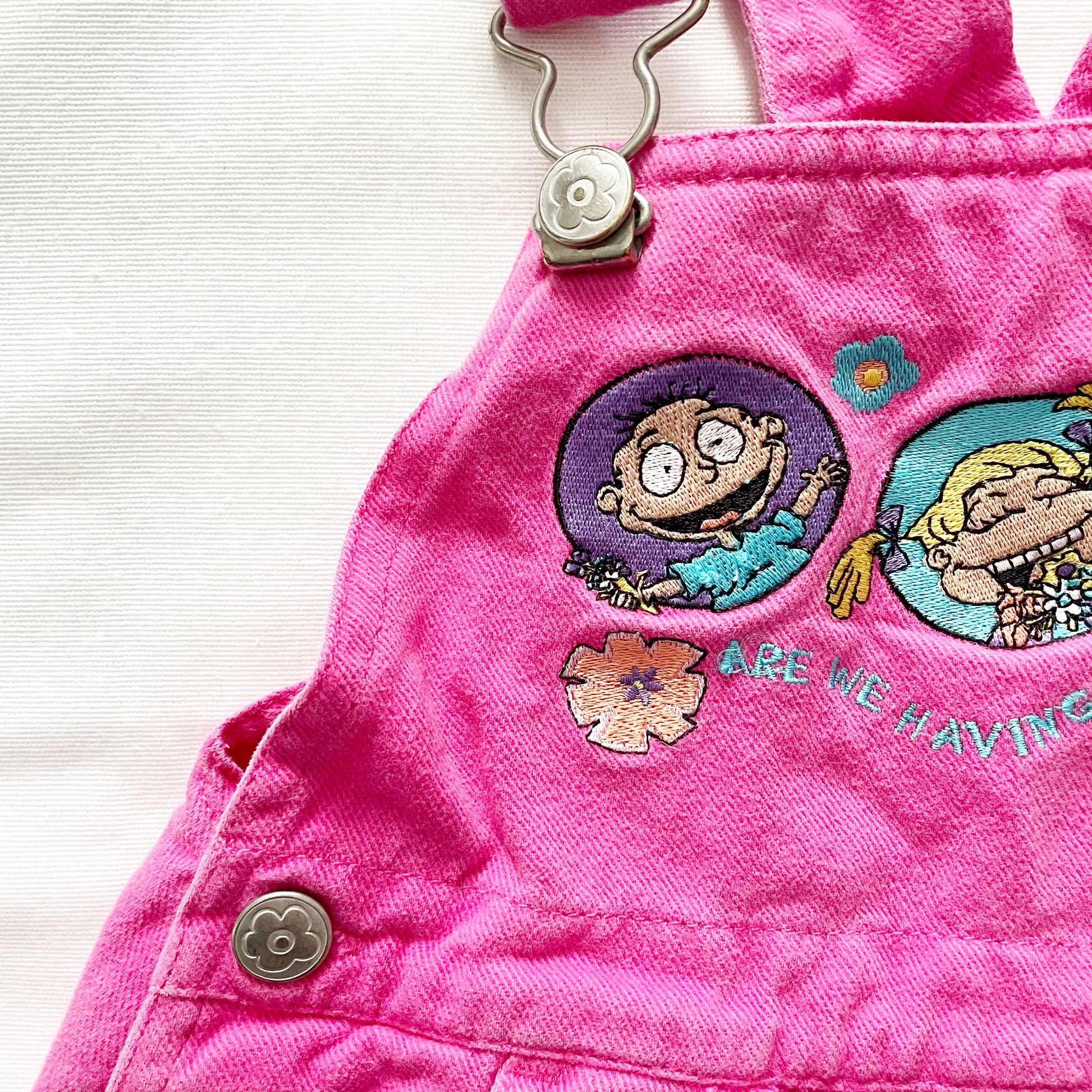 Rugrats Pink Shortalls - Yellow Clover Vintage Kids Clothes
