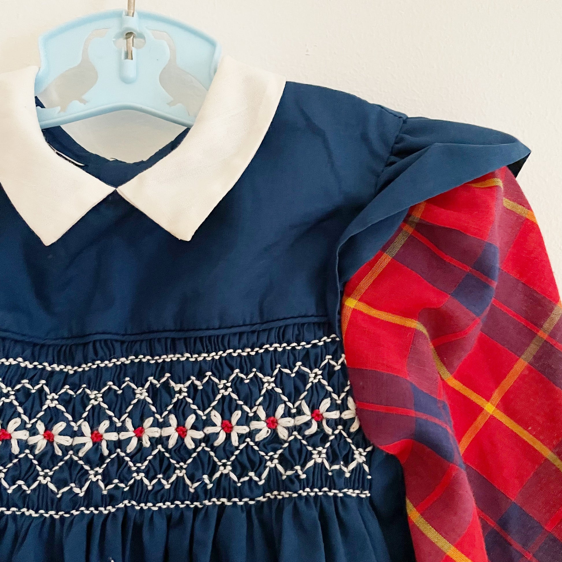 Polly Flinders (?) Smocked Plaid Dress - Yellow Clover Vintage Kids Clothes