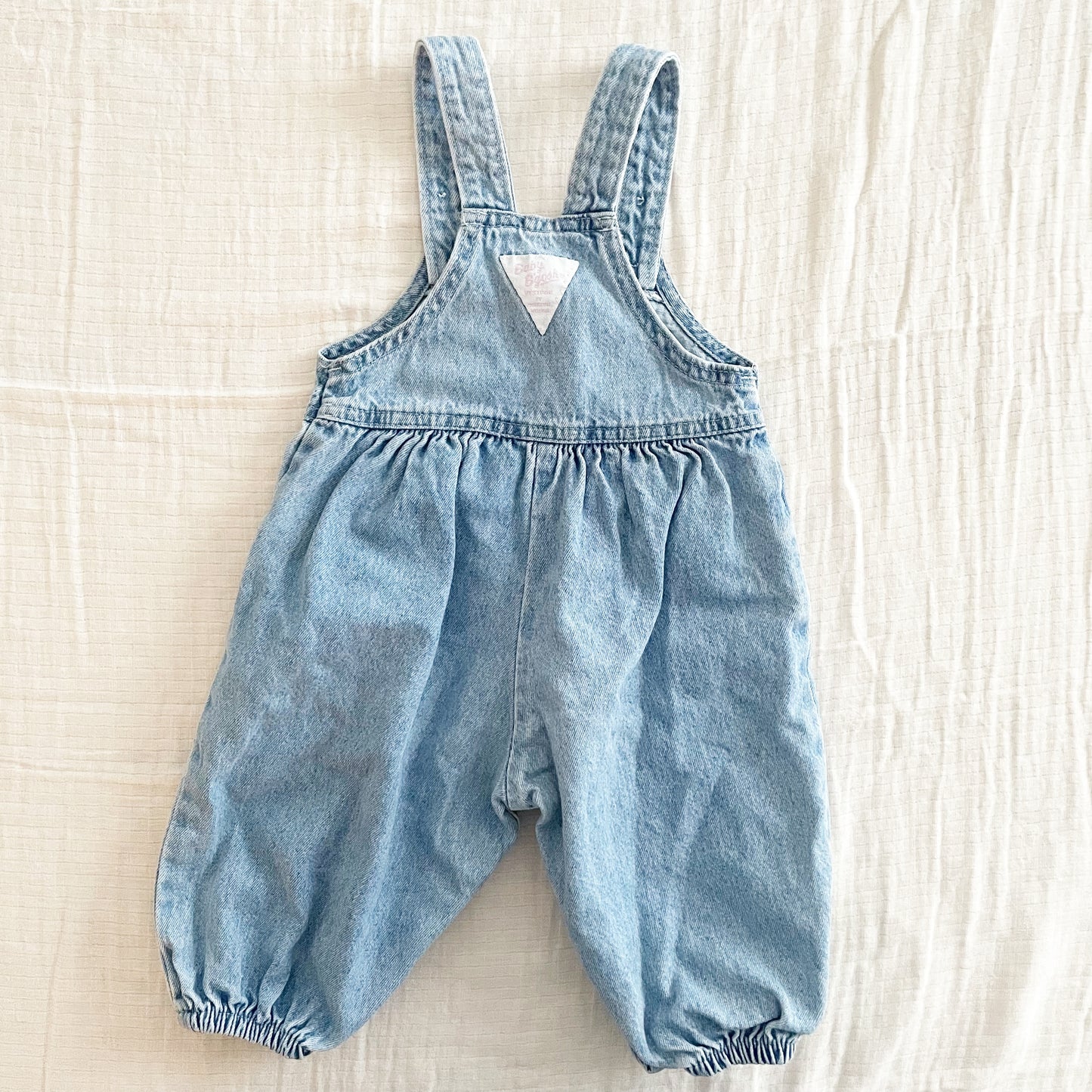 Baby B’gosh Light Wash Denim Bubble Overalls - Yellow Clover Vintage Kids Clothes
