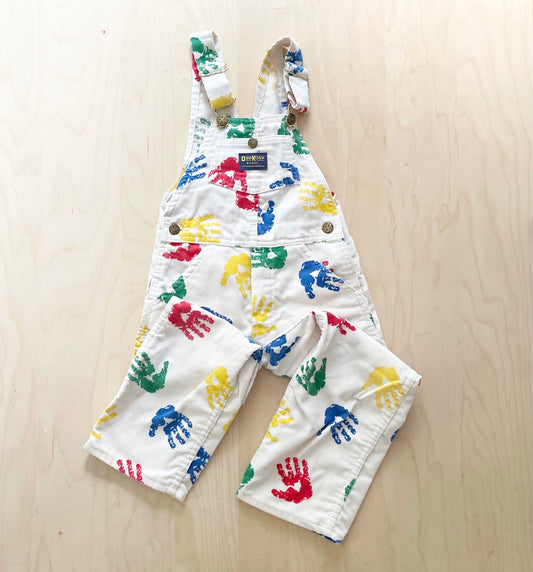 Vintage OshKosh Cord Handprint Overalls - Yellow Clover Vintage Kids Clothes