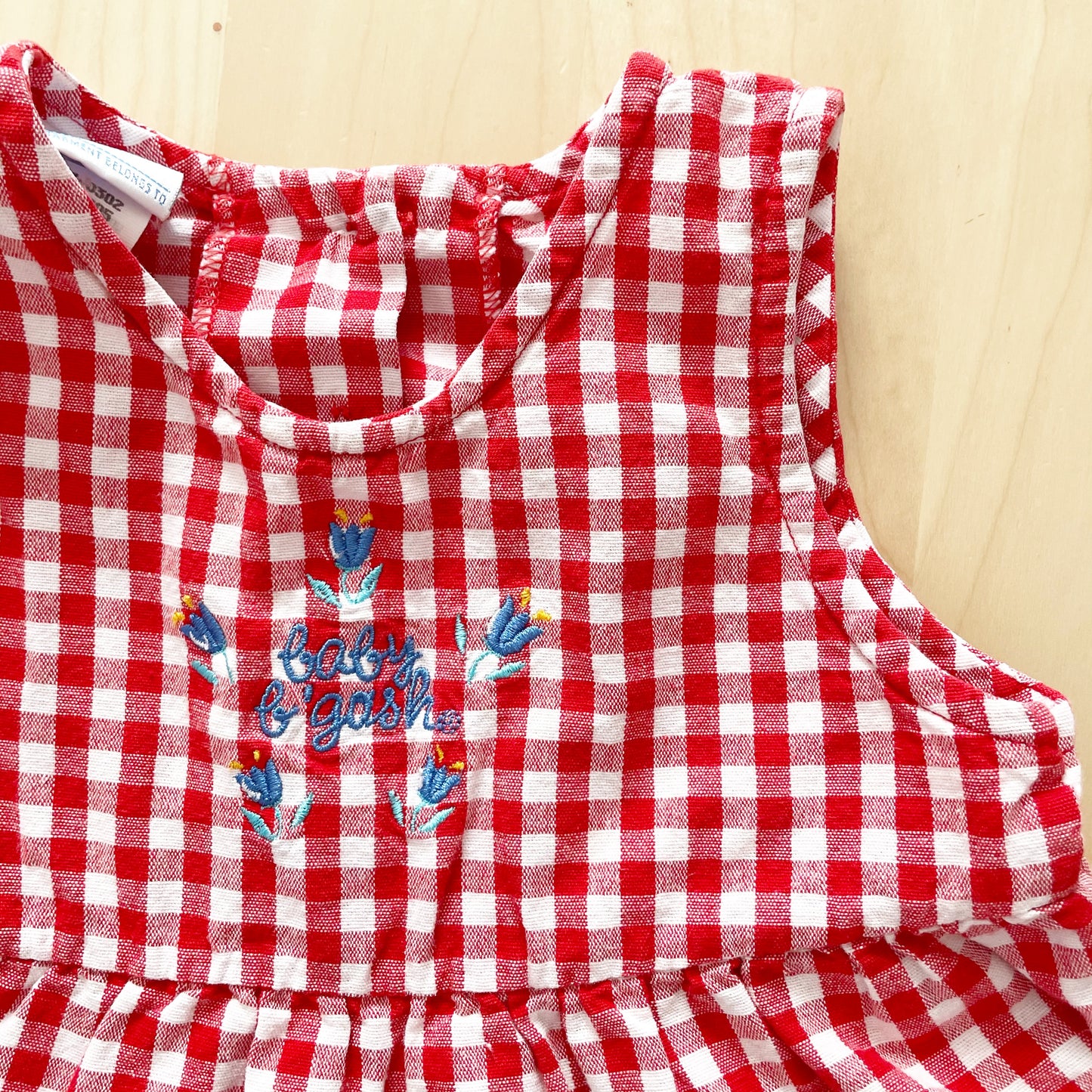 Vintage Baby B’gosh Tulip Embroidered Gingham Dress - Yellow Clover Vintage Kids Clothes