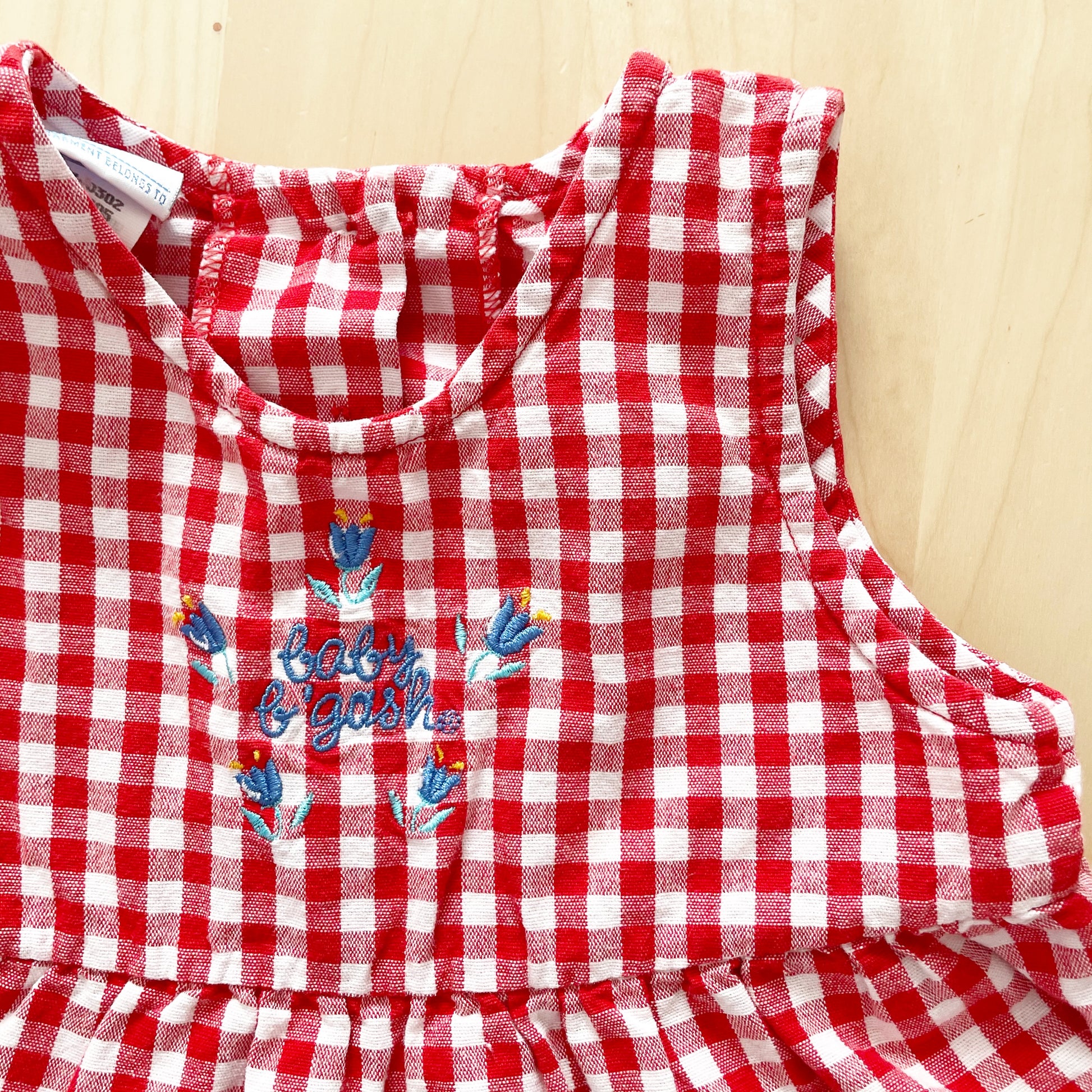 Vintage Baby B’gosh Tulip Embroidered Gingham Dress - Yellow Clover Vintage Kids Clothes