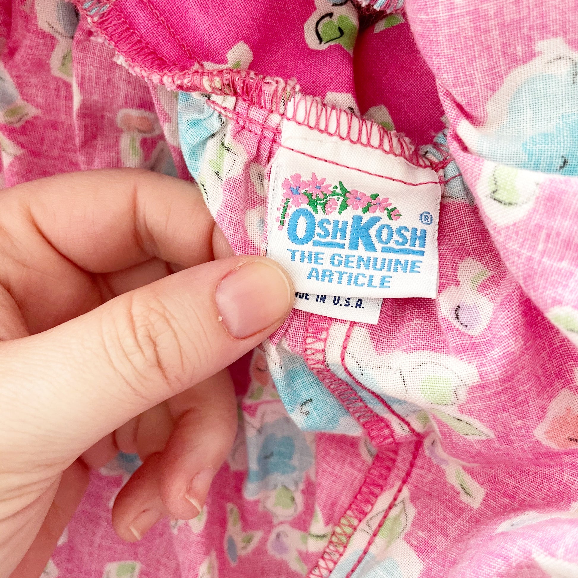 OshKosh Pink Floral Ruffle Dress - Yellow Clover Vintage Kids Clothes