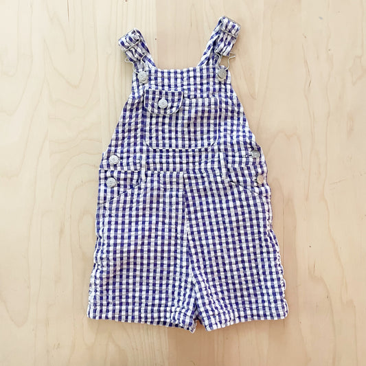 Honors Seersucker Gingham Shortalls - Yellow Clover Vintage Kids Clothes