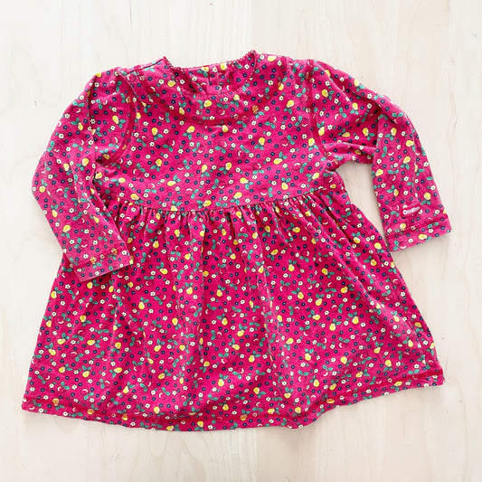 OshKosh Pear Floral Jersey Dress - Yellow Clover Vintage Kids Clothes