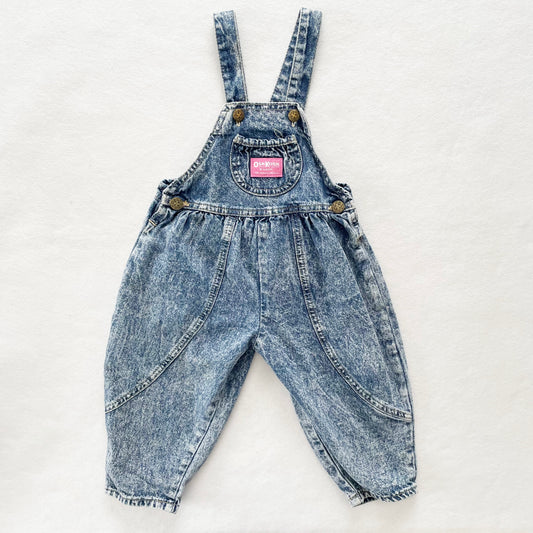 OshKosh Acid Wash Bubble Overalls - Yellow Clover Vintage Kids Clothes