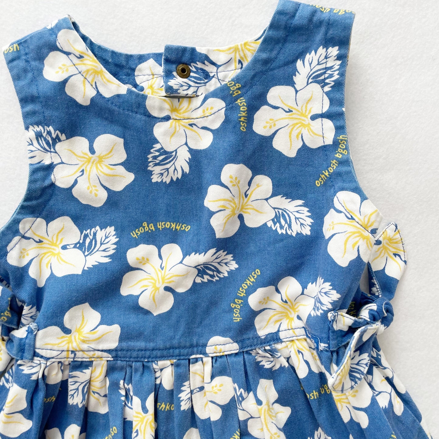 OshKosh Tropical Floral Side Tie Dress - Yellow Clover Vintage Kids Clothes
