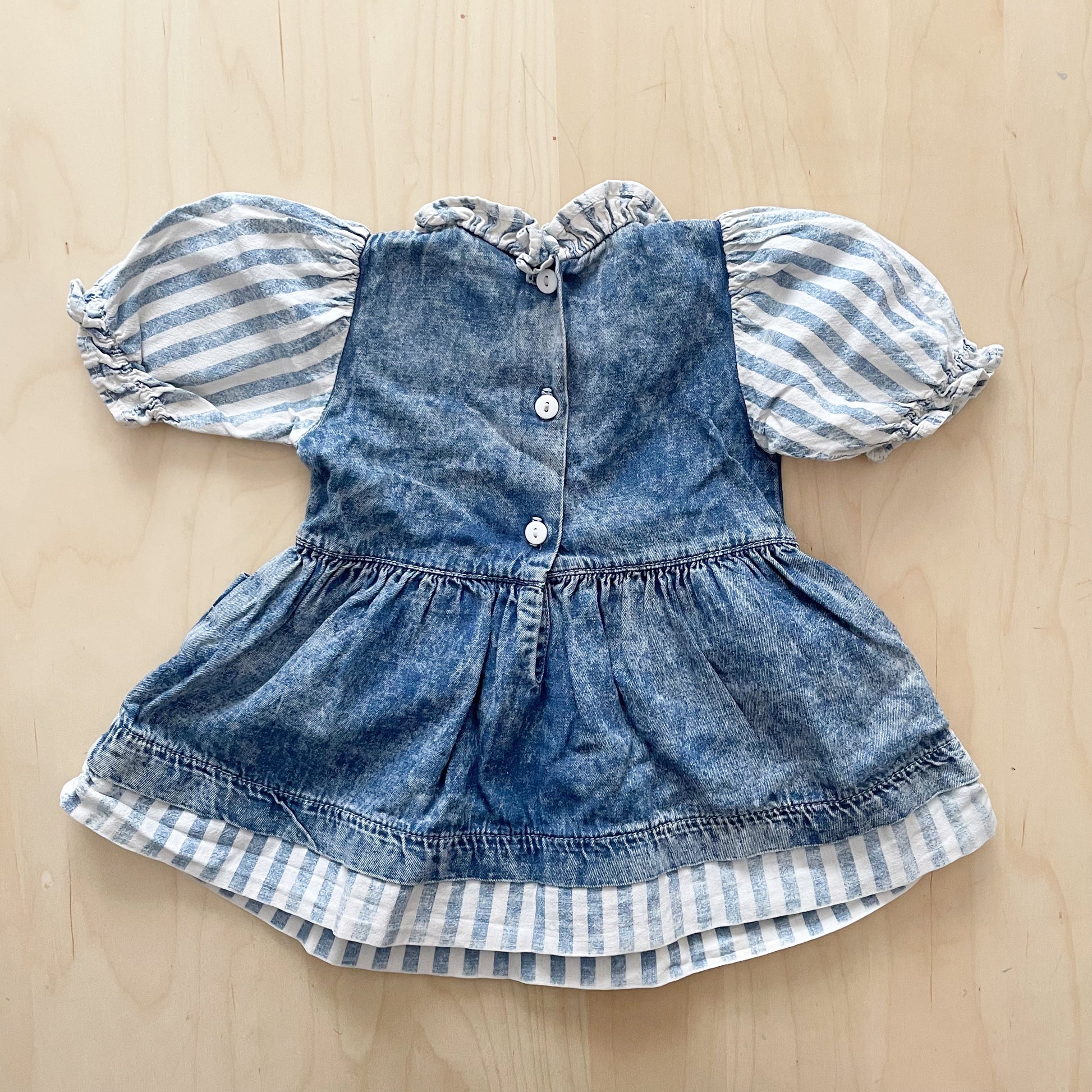 OshKosh Acid Wash Stripe Pinafore Dress - Yellow Clover Vintage Kids Clothes