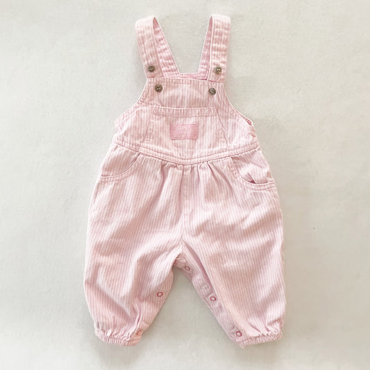 Vintage OshKosh Baby B’gosh Pink Hickory Stripe Bubble Overalls