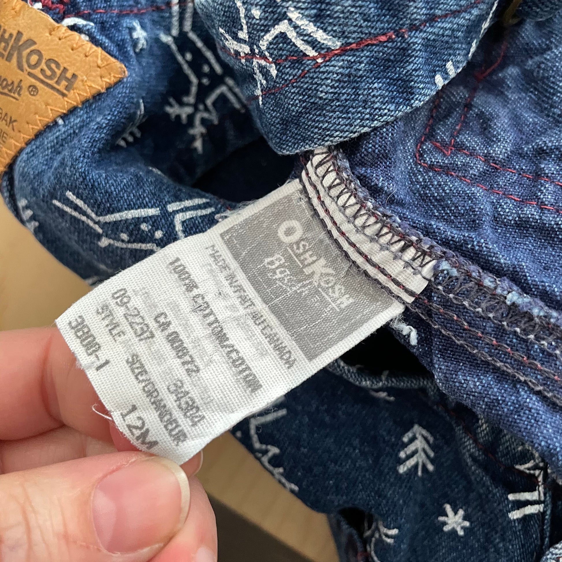 OshKosh Reindeer Print Denim Overalls - Yellow Clover Vintage Kids Clothes