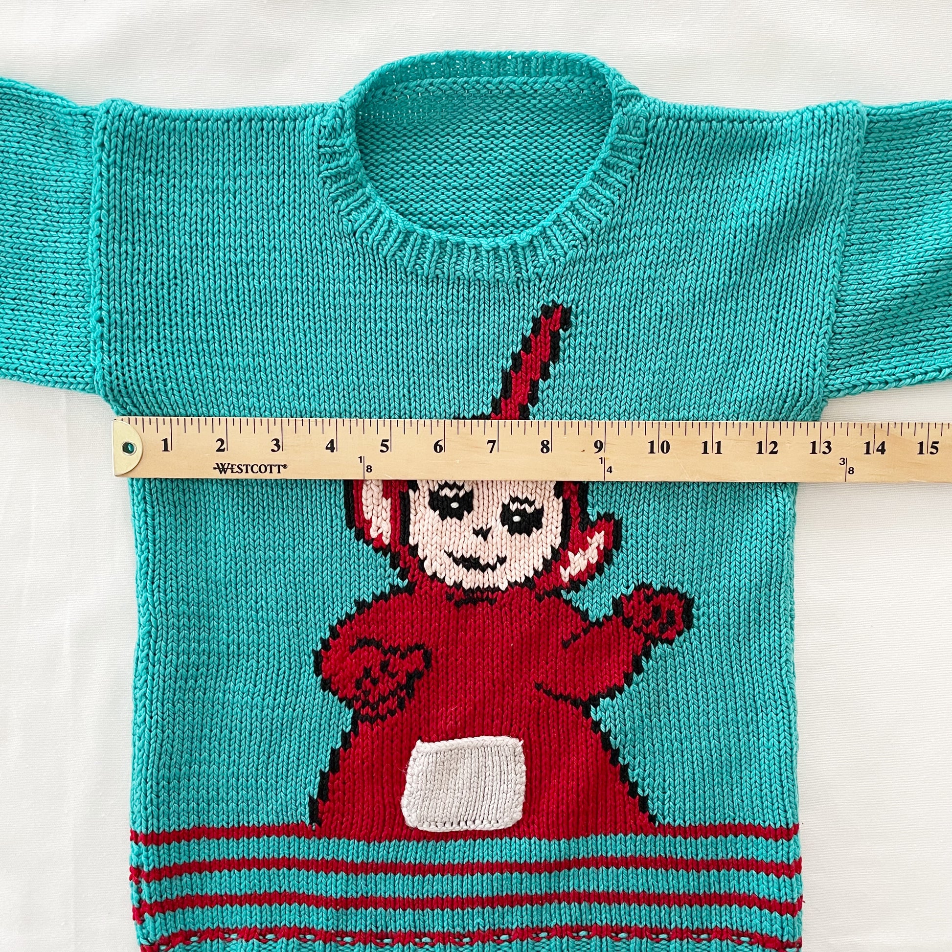 Handknit Po Teletubbies Sweater • 5T (?) - Yellow Clover Vintage Kids Clothes