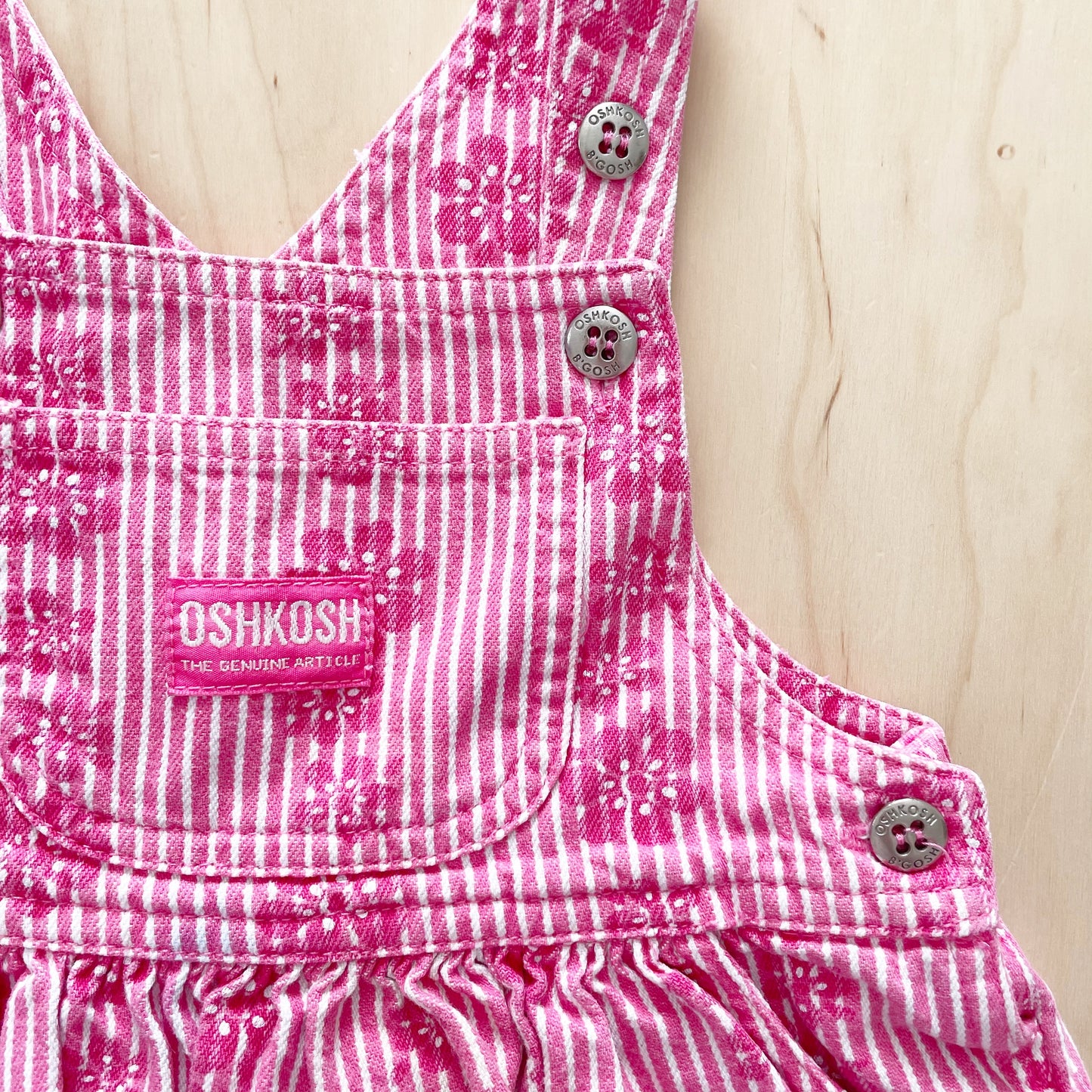 Retro OshKosh Floral Stripe Skirtall - Yellow Clover Vintage Kids Clothes